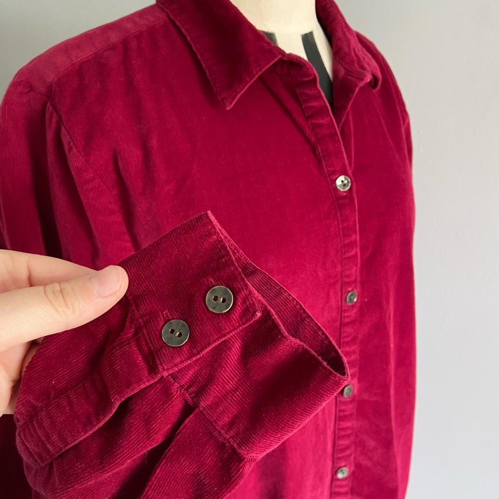 J. Jill Red Corduroy Button Up Size Medium - image 6